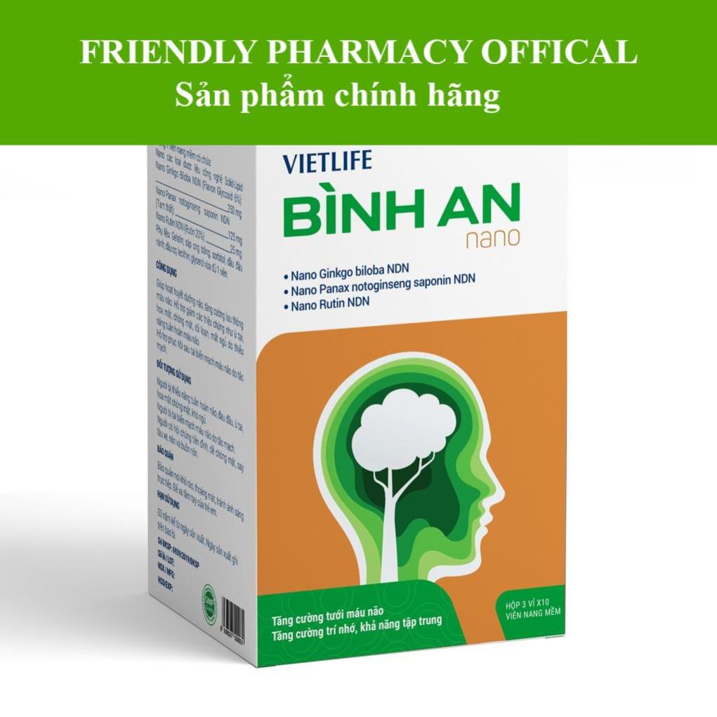 Vietlife Bình An Nano – Hoạt huyết dưỡng não , lưu thông máu ( hộp 30 viên nang)