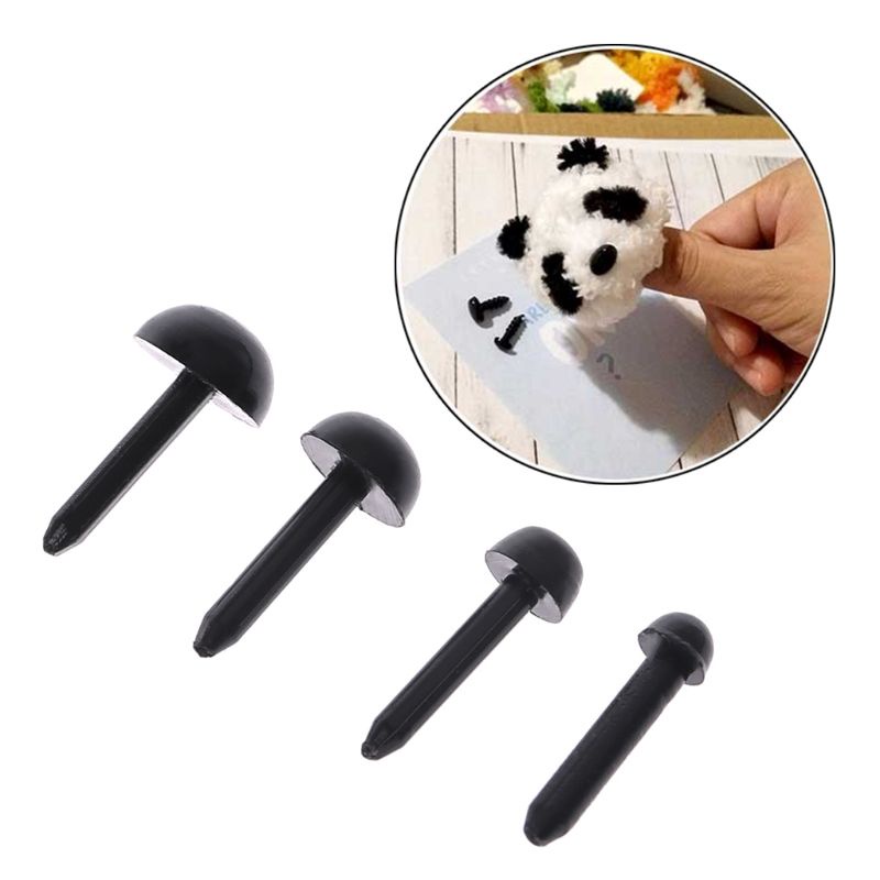 Set 100 Con Mắt Nhựa An Toàn Màu Đen Kích Thước 3mm 4mm 5mm 6mm Dành Cho Búp Bê