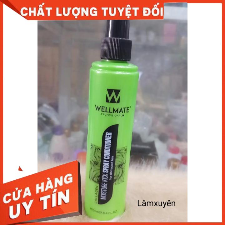 Sữa Xịt dưỡng tóc  WELLMATE MOISTURE KICK SPRAY CONDITIONNER 250ML  nuôi dưỡng tóc khỏe.,cải thiện, phục hồi