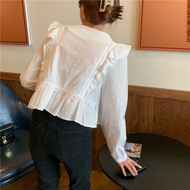 Áo sơ mi peppermint tay dài cổ chữ V dành cho nữ 37713