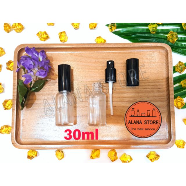 Lọ thủy tinh trong vòi phun sương nhôm đen 30ml