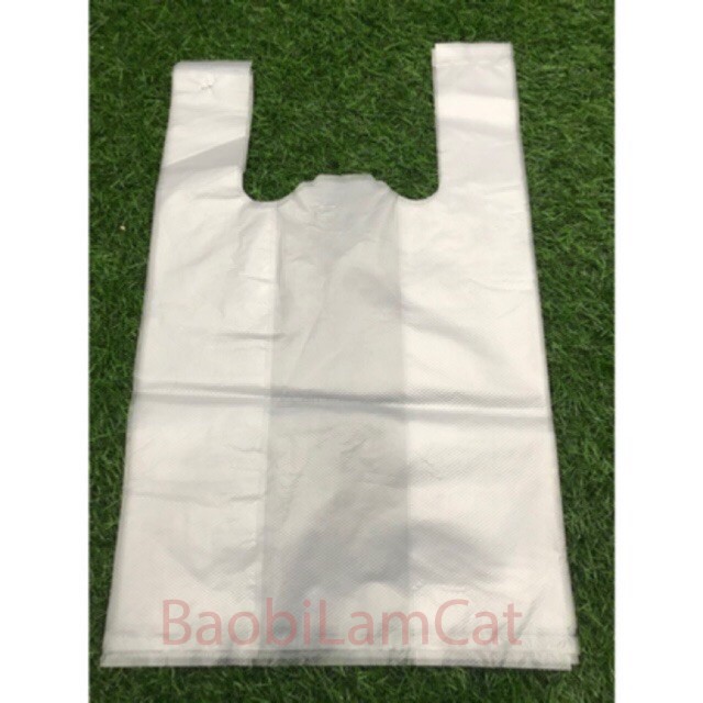 1Kg Túi Xốp Zin Trắng Đục Tốt (Túi Nilon Quai Xách Dày Có Hột)