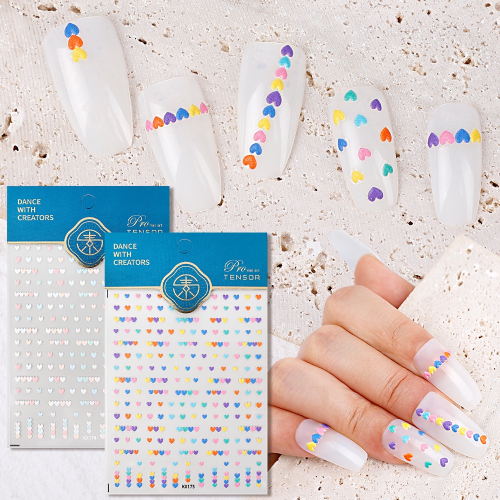 Miếng Dán Móng Tay Dập Nổi Họa Tiết Nhiều Màu Sắc