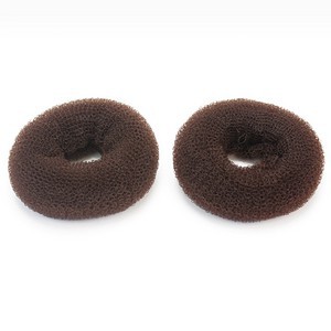 2pcs Hair Bun Ring Donut Shaper Brown Nylon Rope