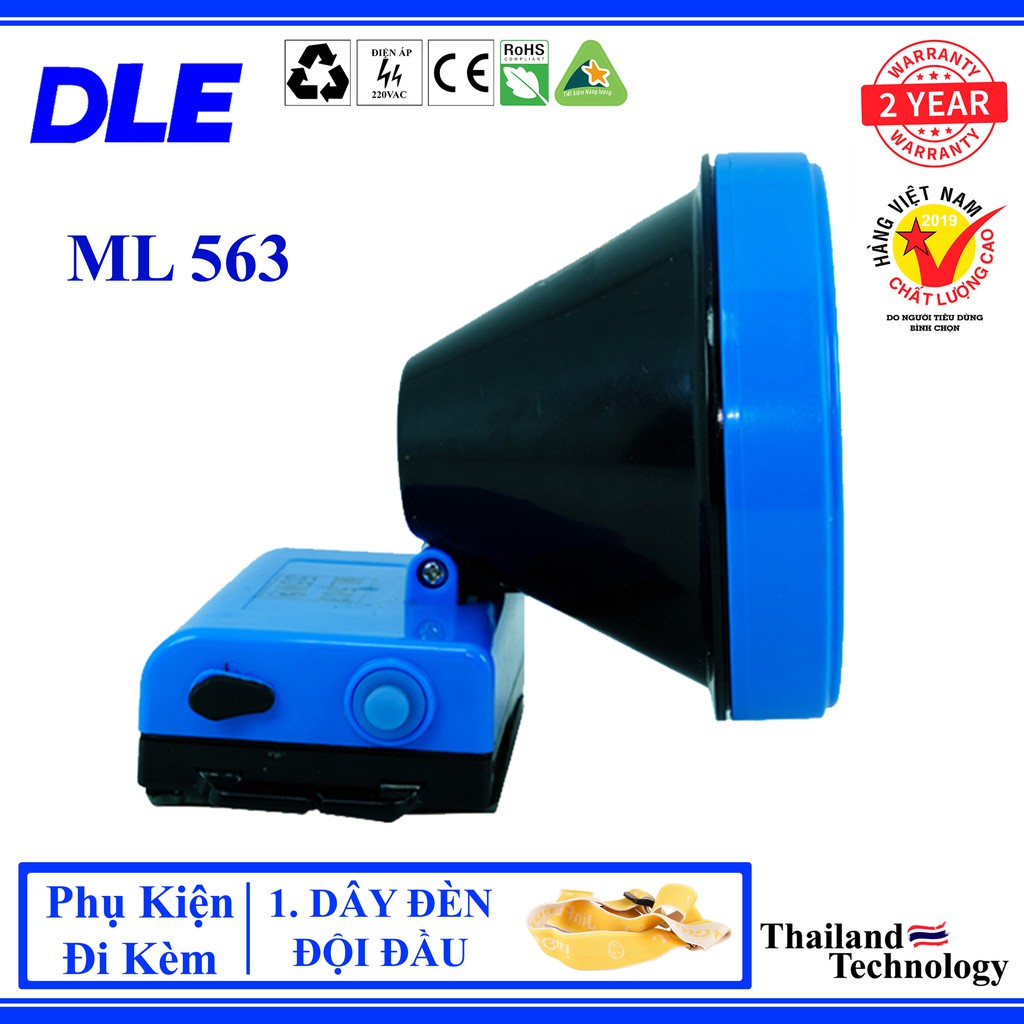 [HÀNG THÁI] ĐÈN PIN ĐỘI ĐẦU ML 563 - NHẬP KHẨU THÁI LAN - LẶN BIỂN 10M - 3 CỤC PIN - TRÁ ĐÈN 11CM