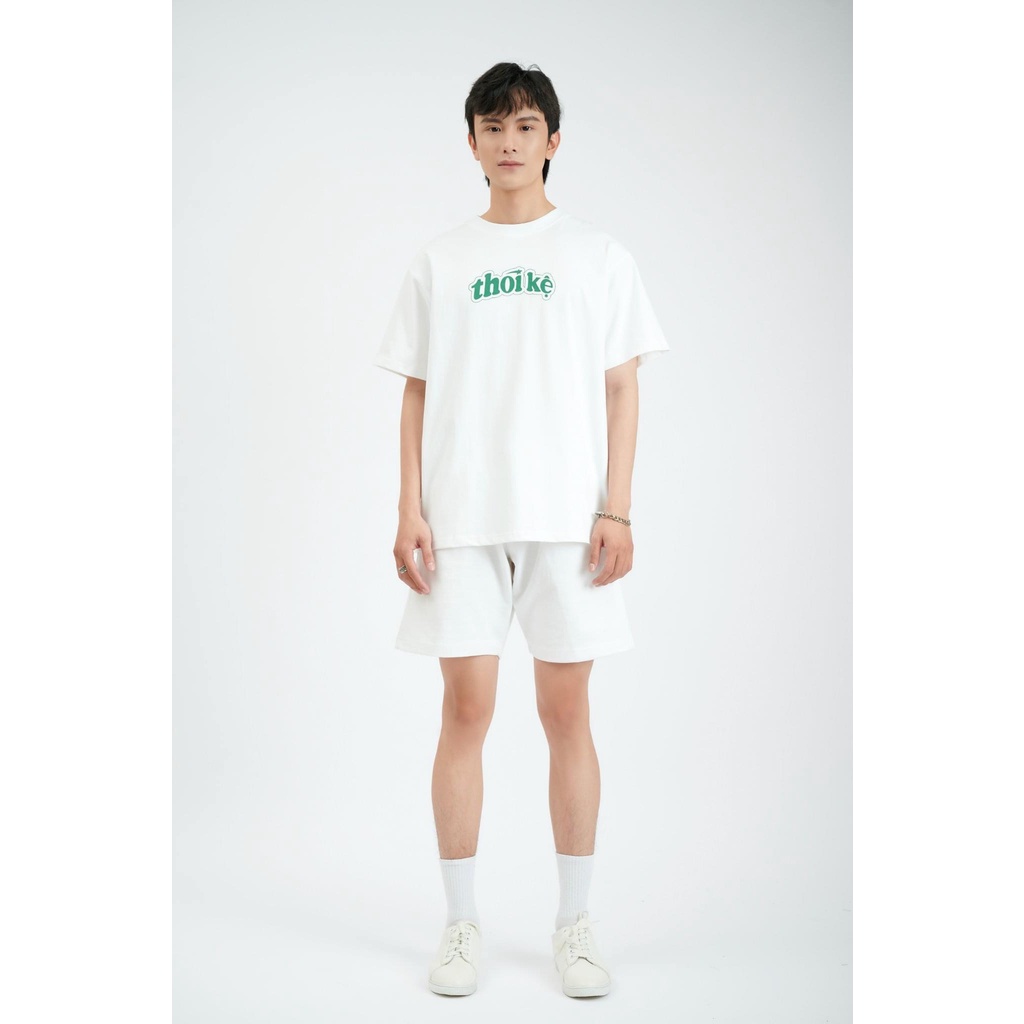 Áo Thun Tay Lỡ Chữ Xanh trắng THÔI KỆ 100% Cotton GU22VN