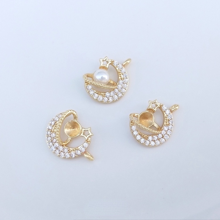 Giá Đỡ Hạt Cườm Bằng Đồng Mạ Vàng 14K Hình Mặt Trời Mặt Trăng Ngôi Sao Hành Tinh diy