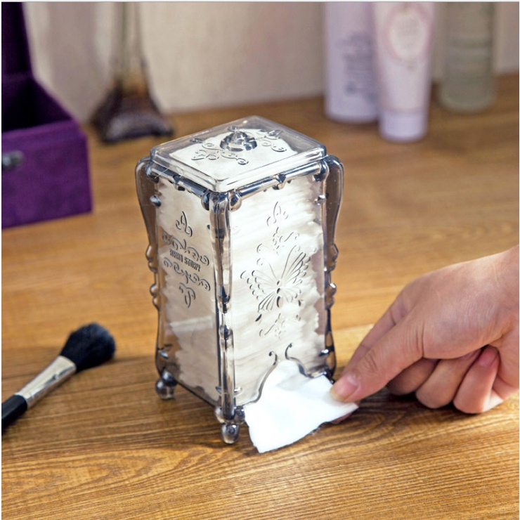 Hộp Đựng Bông Tẩy Trang Vintage Chống Bụi Có Nắp MINISHOP H022