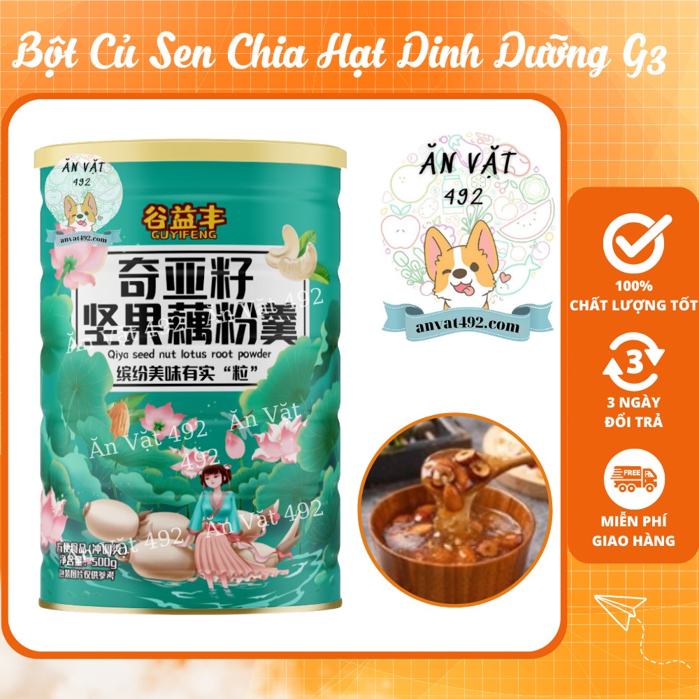 Bột Củ Sen Mix Hạt Dinh Dưỡng, Bột Củ Sen Hạt Chia Hạt Dinh Dưỡng G3 Dưỡng Nhan, Ăn Kiêng - Ăn Vặt 492