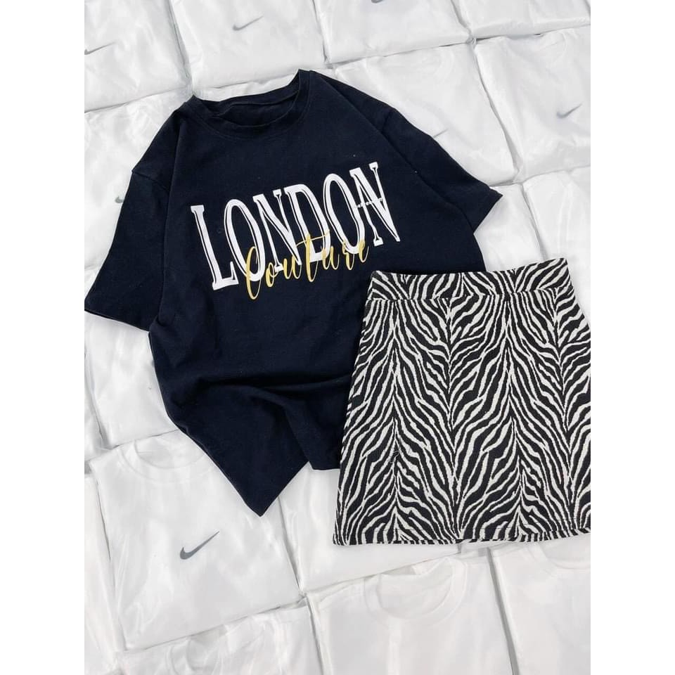 Set Chân Váy Beo Kèm Áo Thun London Hot Trend | BigBuy360 - bigbuy360.vn