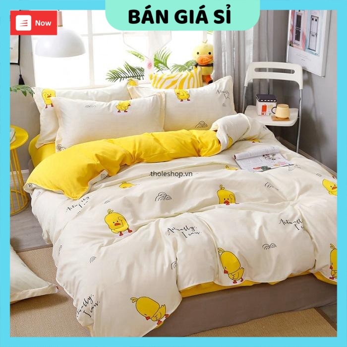 Bộ chăn ga gối  GIÁ VỐN]  Bộ chăn gối 4 món hình dứa đàng yêu cho bạn nữ - Drap ga trải giường siêu dễ thương 8129