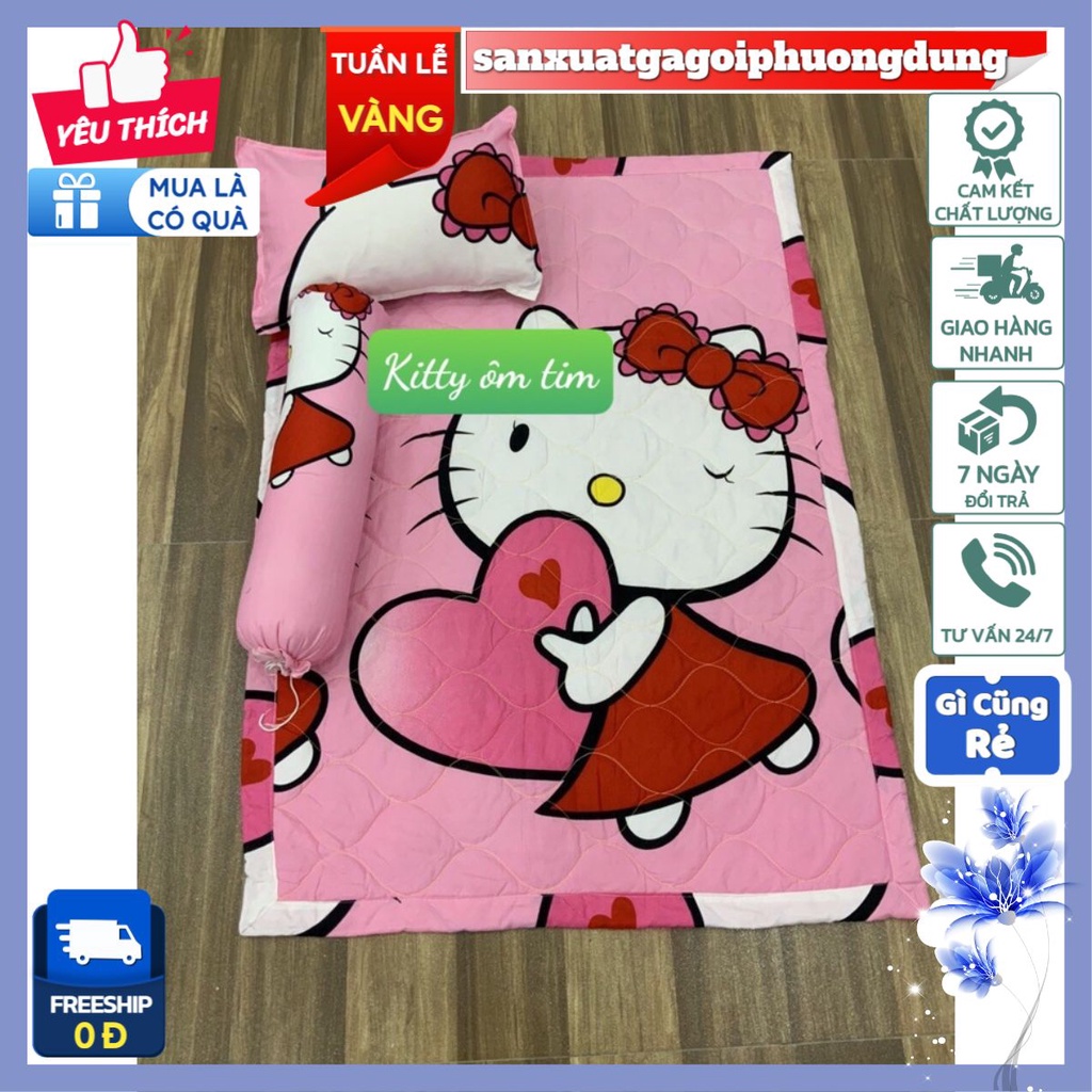 Bộ Chăn Gối Cho Bé Đi Học Mầm Non Và Tiểu Học -sanxuatgagoiphuongdung[mẫu hello kitty ôm tim]