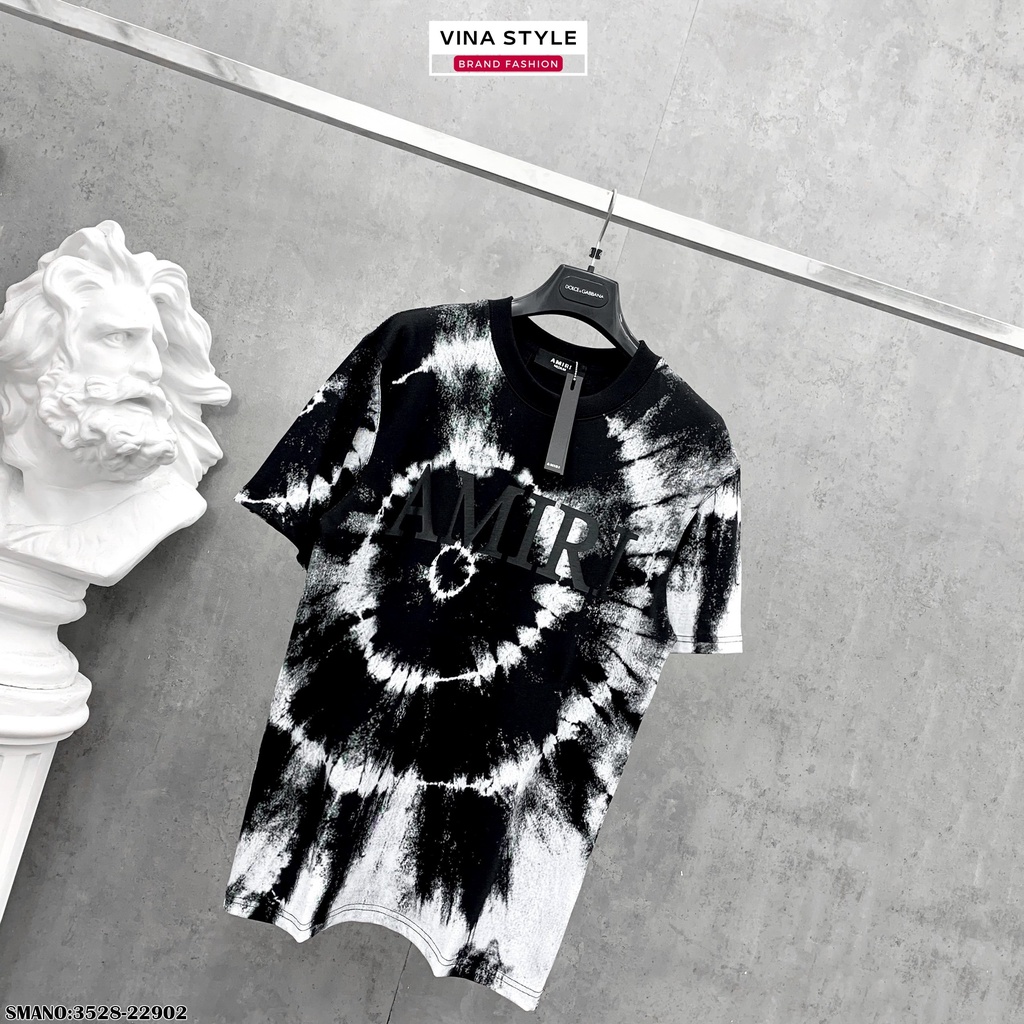 Áo phông Amiri họa tiết đen pha trắng - Áo thun cotton Amiri phối đen trắng họa tiết chìm Unisex