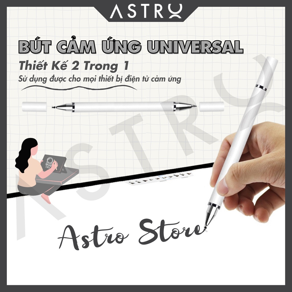 Bút cảm ứng Stylus universal cảm ứng mọi thiết bị điện tử, hỗ trợ viết, vẽ ghi chú trên điện thoại, máy tính bảng