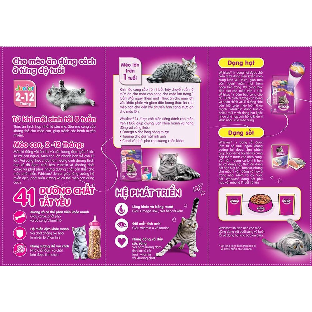 [Chính hãng][Hỏa tốc]Hạt Cho Mèo Con Whiskas Gói 1.1Kg Nhân Sữa