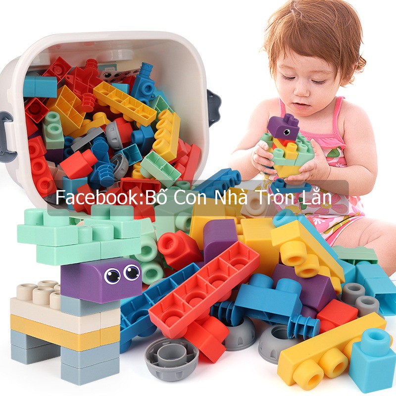 LEGO NHỰA DẺO CAO CẤP - 80 chi tiết - an toàn giáo dục sớm thông minh cho bé - giá rẻ nhất