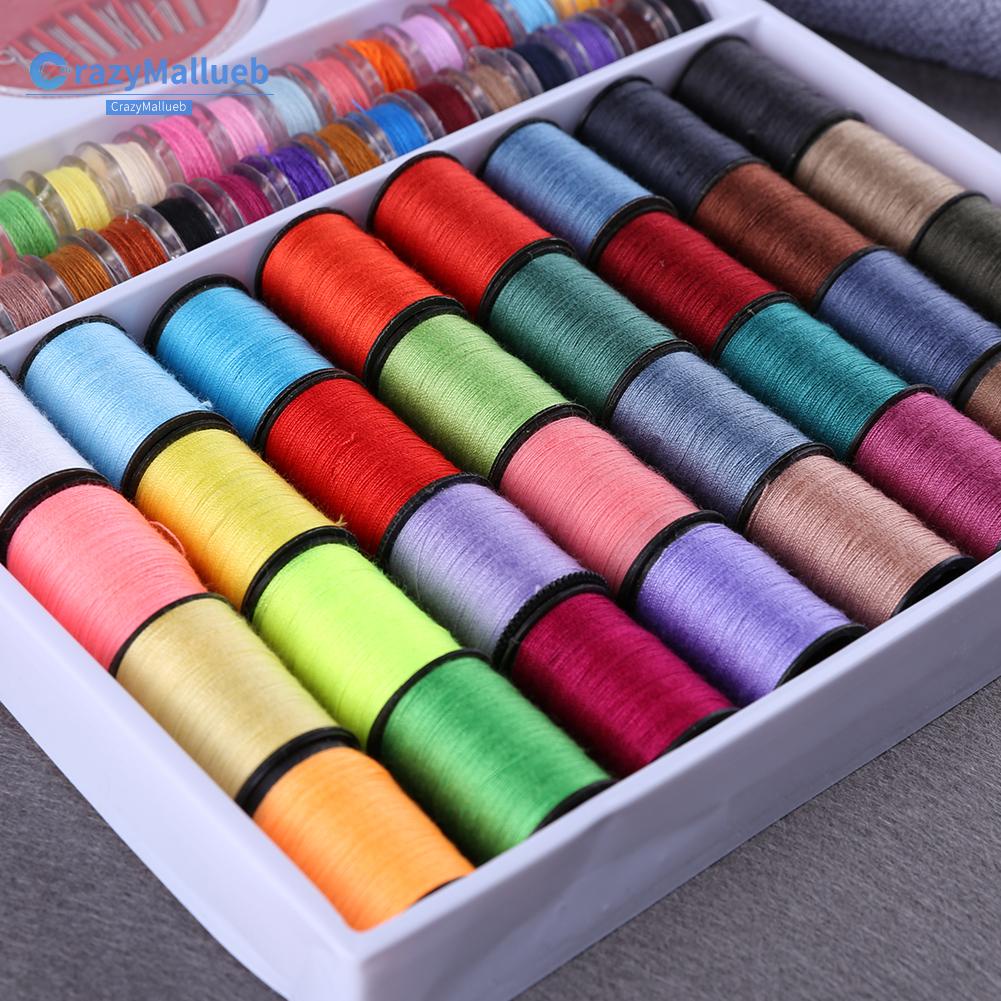 Crazymallueb❤100pcs Thread Set Sewing Machine Spool Bobbin Kit for Embroidery Cross Stitch❤New