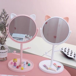 GƯƠNG TAI MÈO ĐỂ BÀN TRANG ĐIỂM XOAY 1 MẶT