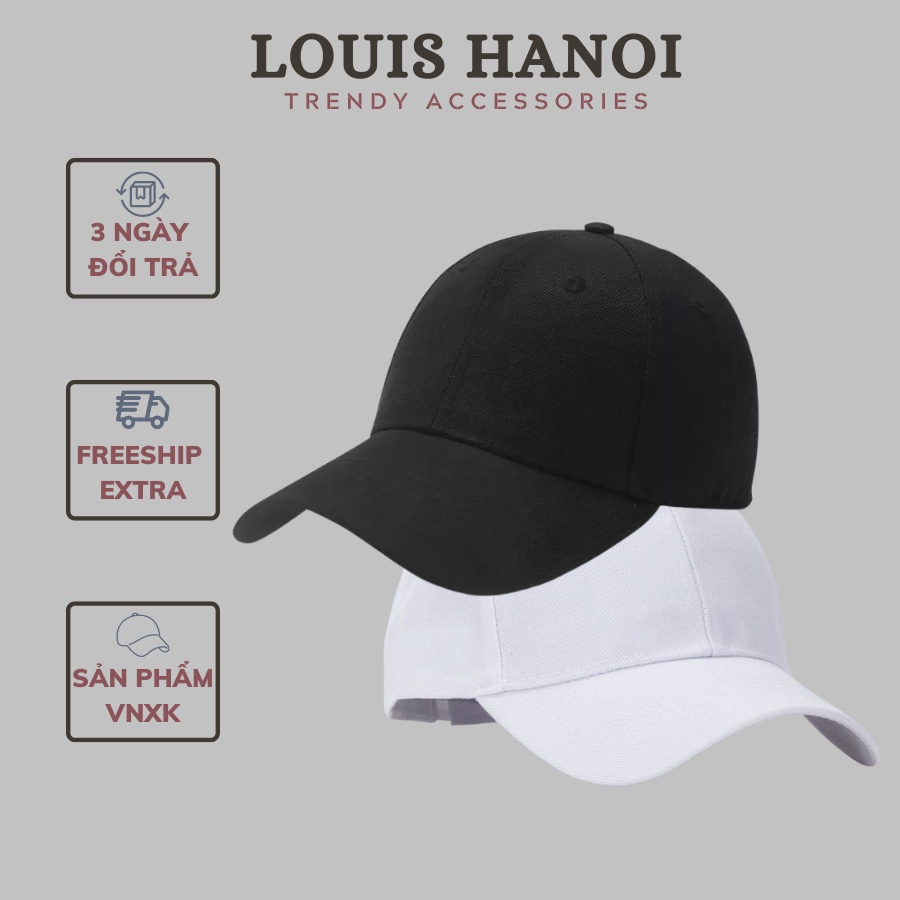 Mũ Nón Lưỡi Trai Trơn 🔥 2 màu Trắng & Đen + Khóa Đồng cao cấp Louis Hanoi chính hãng
