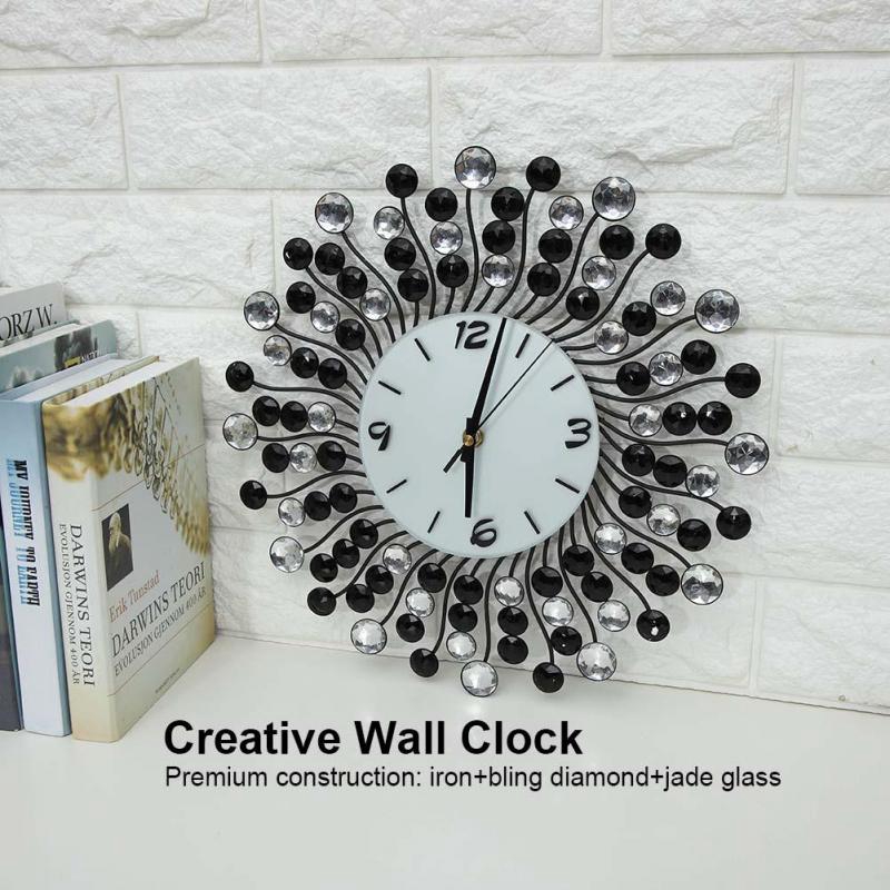 Đồng hồ treo tường đính đá kiểu dáng sang trọng trang trí nội thất