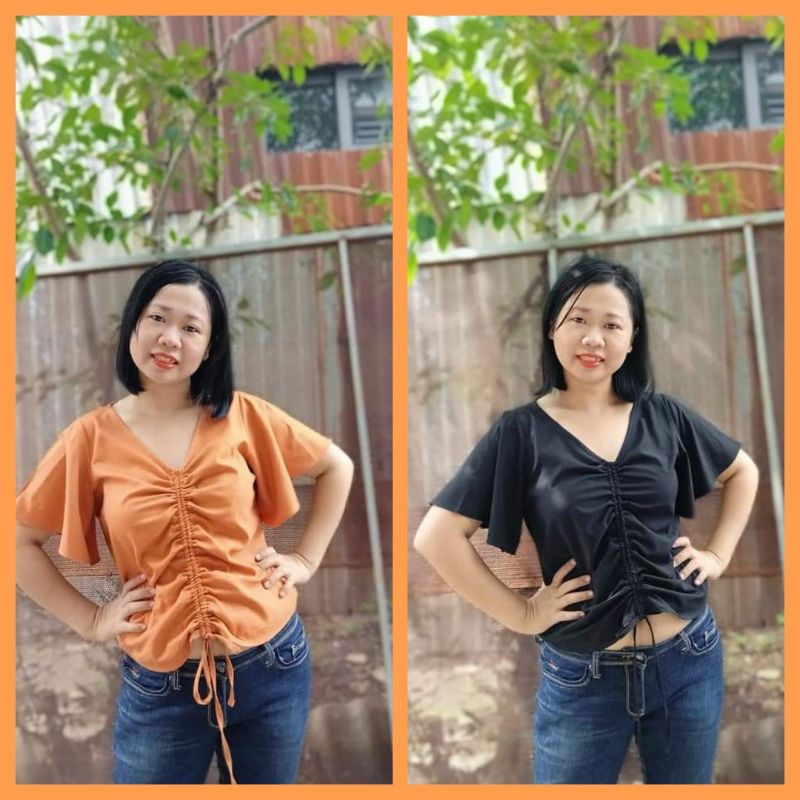 Áo kiểu bigsize rút dây xinh xắn mặc được nhiều kiểu