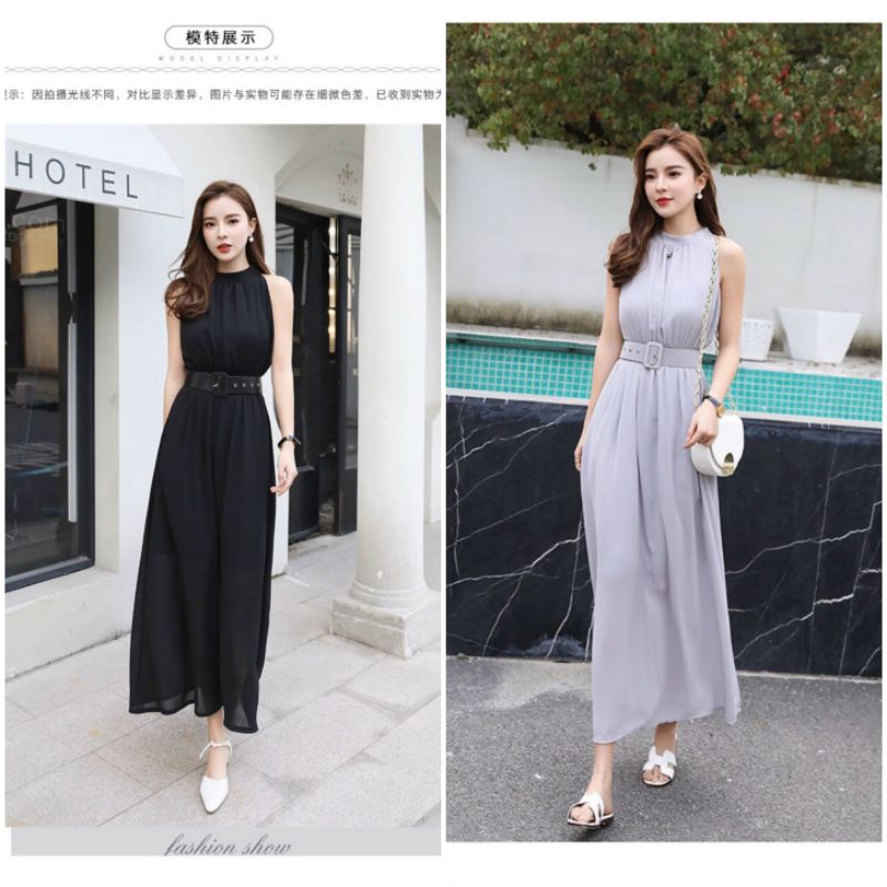 Đầm maxi xám kèm nịt