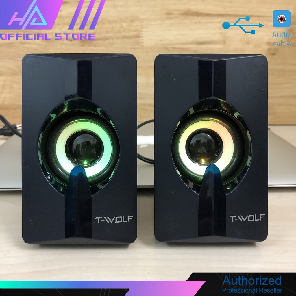 Loa vi tính T-WOLF S5 có đèn led RGB - bass mạnh (Đen) Chính Hãng