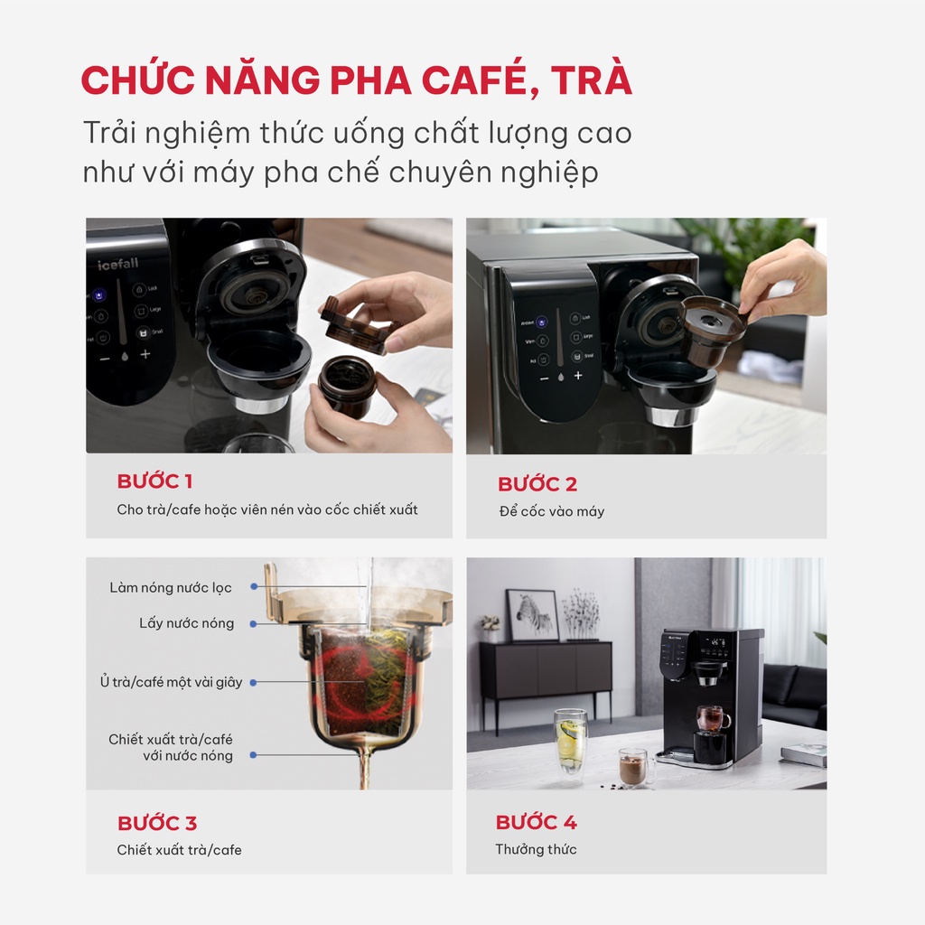 Máy lọc nước RO để bàn đa năng Electeka E8B E8W - Thương hiệu Đan Mạch - Chức năng nước nóng - Chức năng pha trà cafe