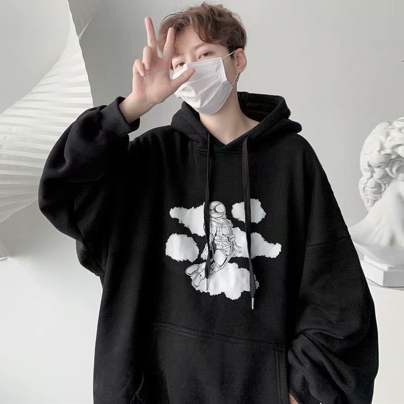 Áo hoodie dáng rộng in họa tiết thời trang mùa đông cho nam size M-5XL