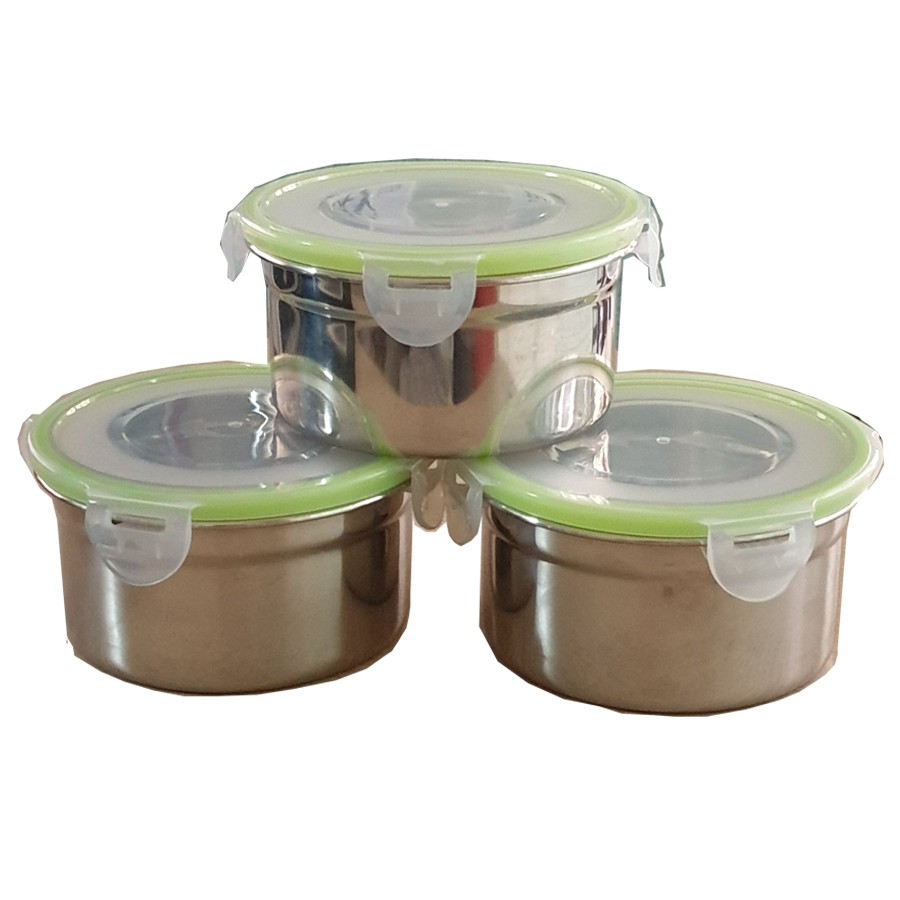 Bộ bát inox đựng thực phẩm ngăn lạnh có nắp đậy