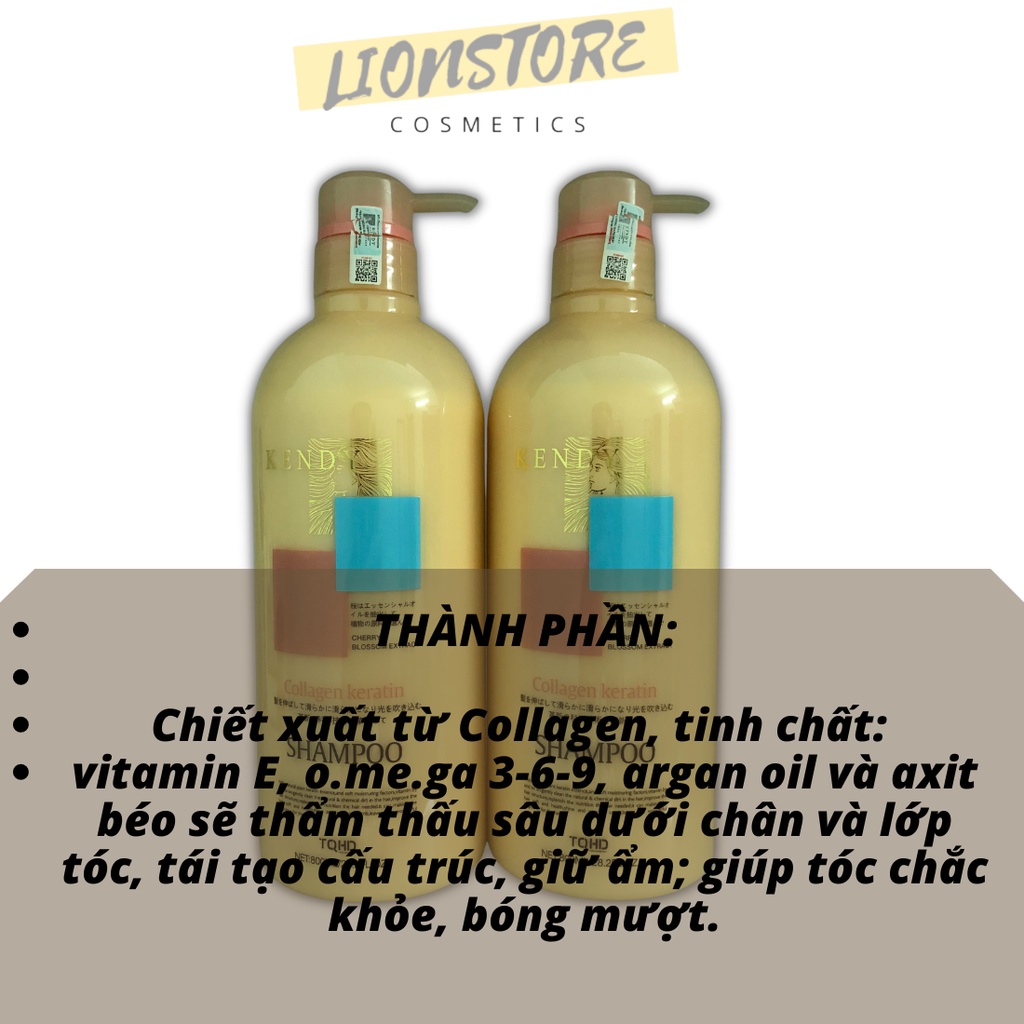 Cặp dầu gội xả KENDY 800ml dưỡng sinh cao cấp thơm mềm mượt