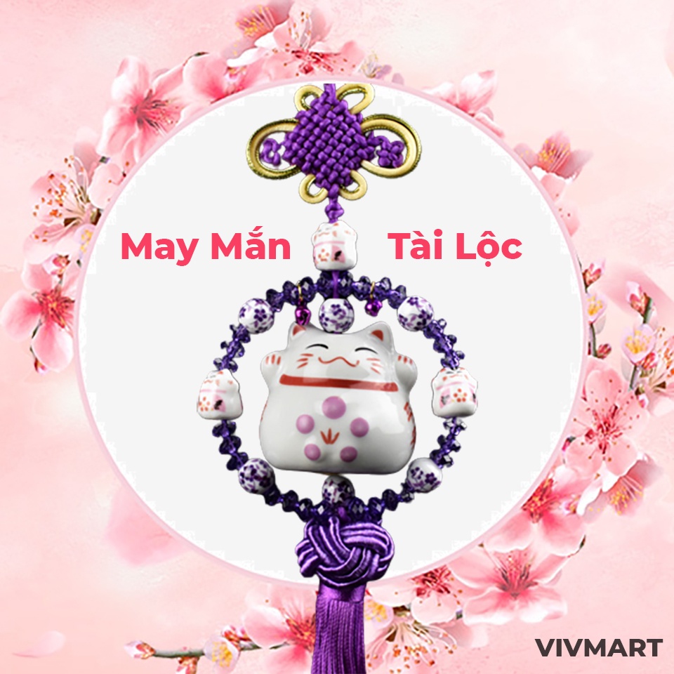 ✅ Dây Treo Tua Rua Phong Thuỷ Mèo Thần Tài Đón Tài Lộc May Mắn - Treo Xe ô tô, Treo Phòng, Cửa Hàng