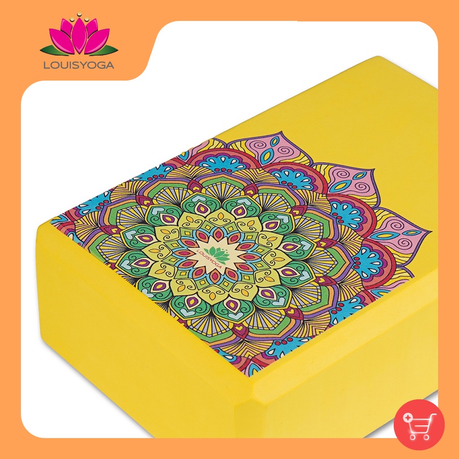 Gạch tập Yoga Louis vàng  in hoa mandala 220g