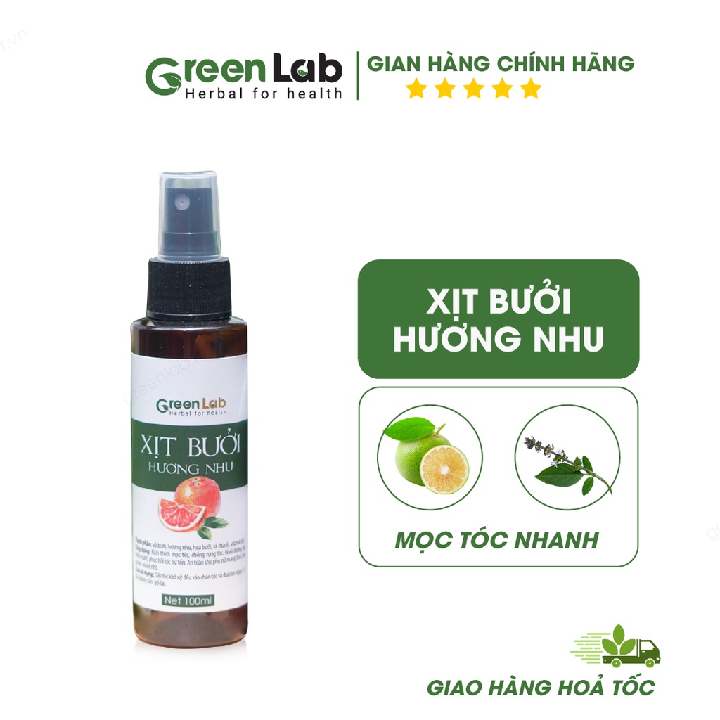 Xịt Bưởi Hương Nhu mọc tóc nhanh GreenLab 100ml