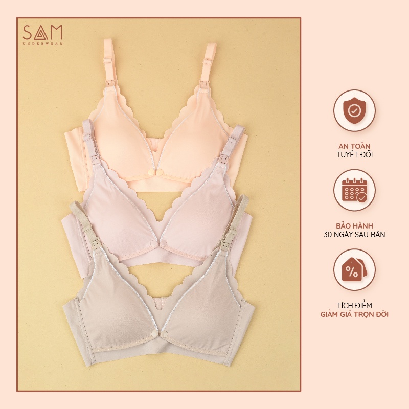 Áo lót bầu nữ SAM cotton cao cấp tháo mở 2 cách linh hoạt, không móc đệm mút tháo rời 6827