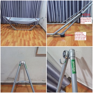 Bộ võng xếp Hải Nam thép sơn tĩnh điện loại dày gồm khung võng +võng loại đại nằm cực kỳ an toàn thoải mái
