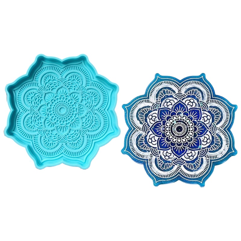 Khuôn Silicon Làm Đế Lót Ly Họa Tiết Mandala Sáng Tạo