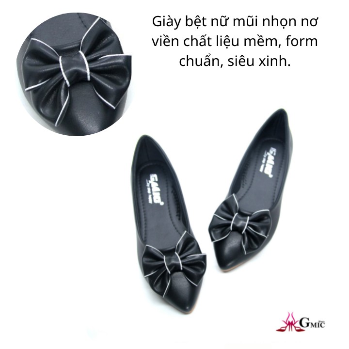 Giày Bệt Nữ Mũi Nhọn Nơ Viền, Form Chuẩn Siêu Xinh Hàng Chính Hãng Có Big Size 40 41 42 43