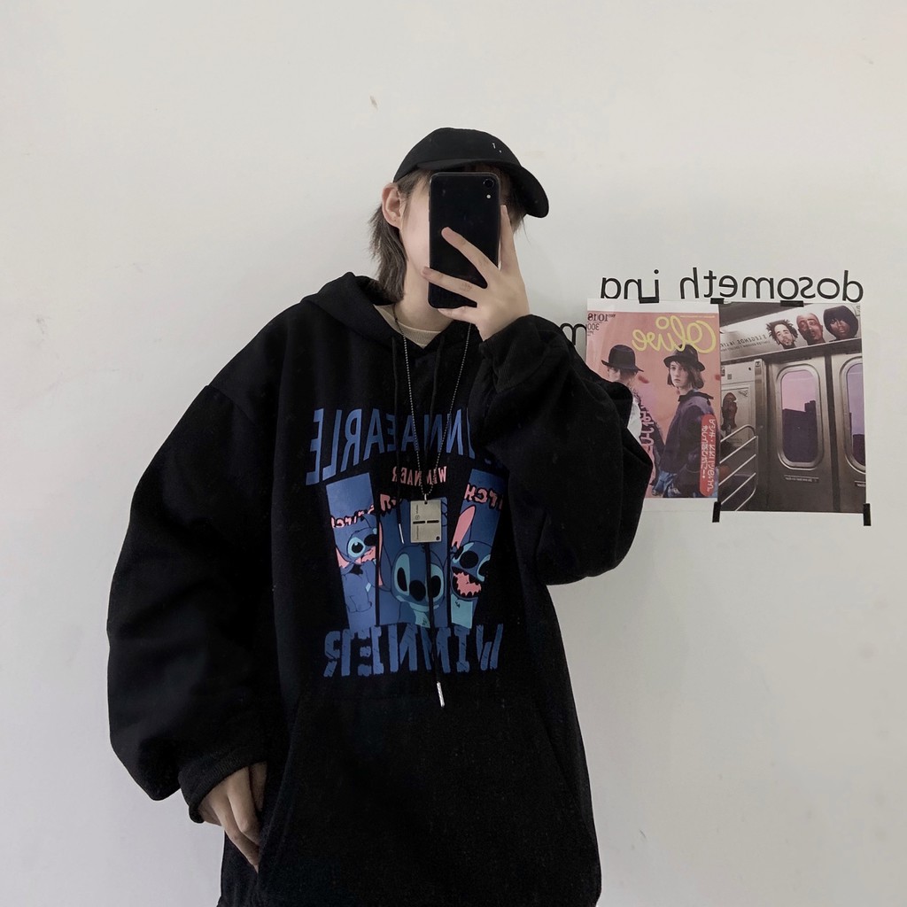 Áo hoodie nỉ bông form rộng phong cách Unisex HD07