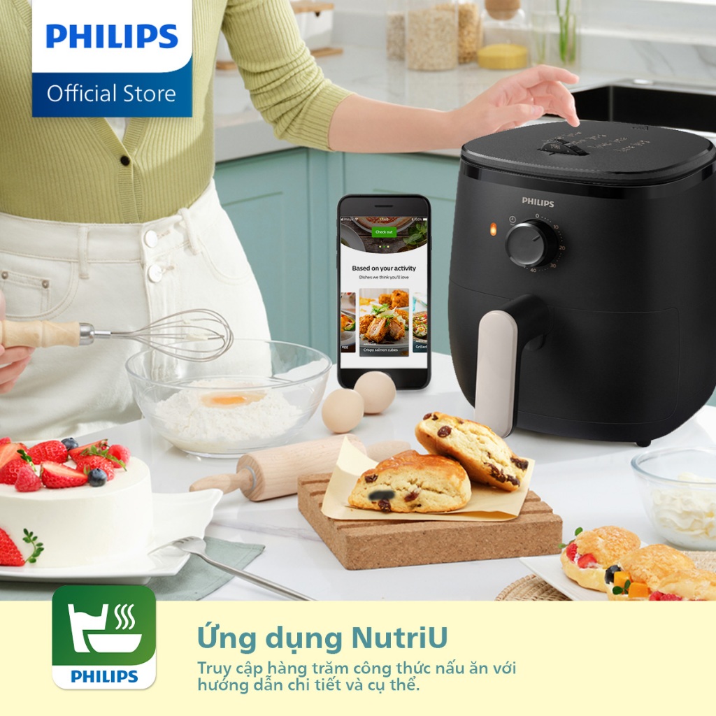 Nồi Chiên Không Dầu Philips HD9100/80 |1500W | 3.7lít- Hàng Chính Hãng