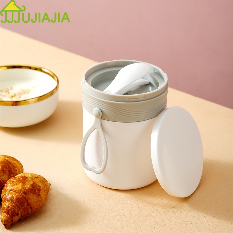 Cốc đựng súp sữa đồ ăn sáng JUJIAJIA có nắp đậy và muỗng 450ml tiện lợi