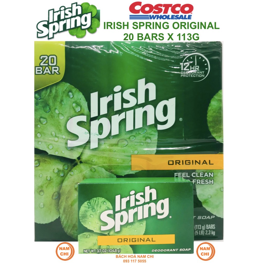 [MẪU MỚI NHẤT] LỐC 20 XÀ BÔNG CỤC IRISH SPRING ORIGINAL FEEL CLEAN AND FRESH MỸ - 113G THƠM MÁT DIỆT KHUẨN