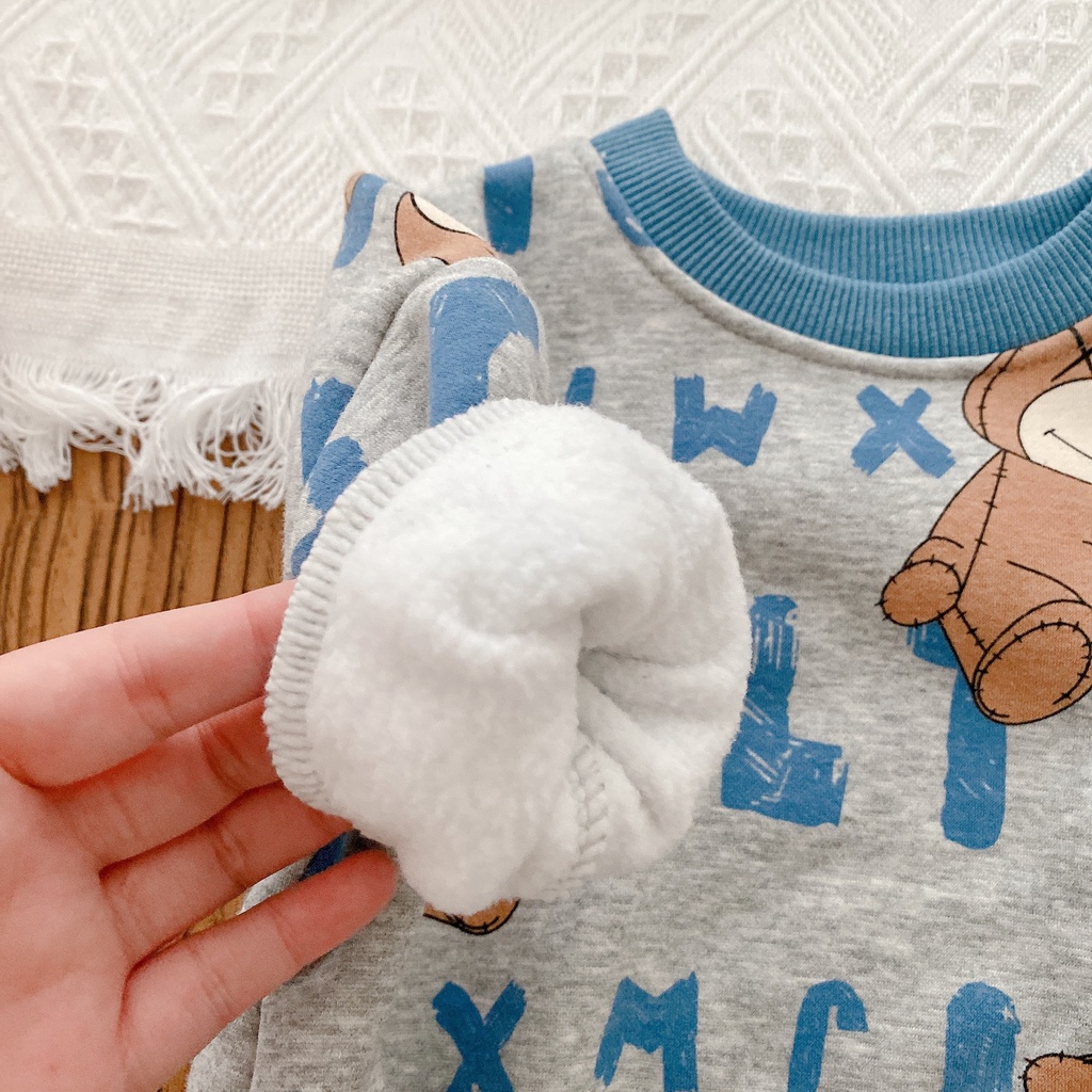 Bộ áo liền quần in hình gấu dễ thương cho trẻ sơ sinh