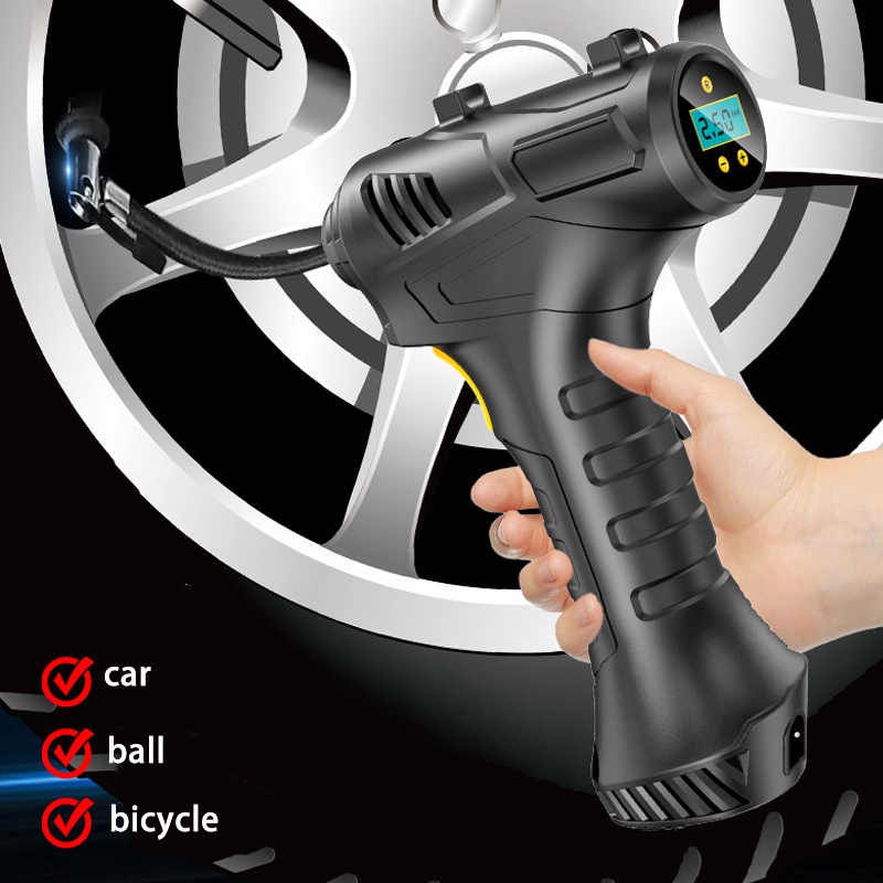 Máy Bơm Hơi Kỹ Thuật Số 120W Không Dây Cho Lốp Xe Hơi Xe Máy