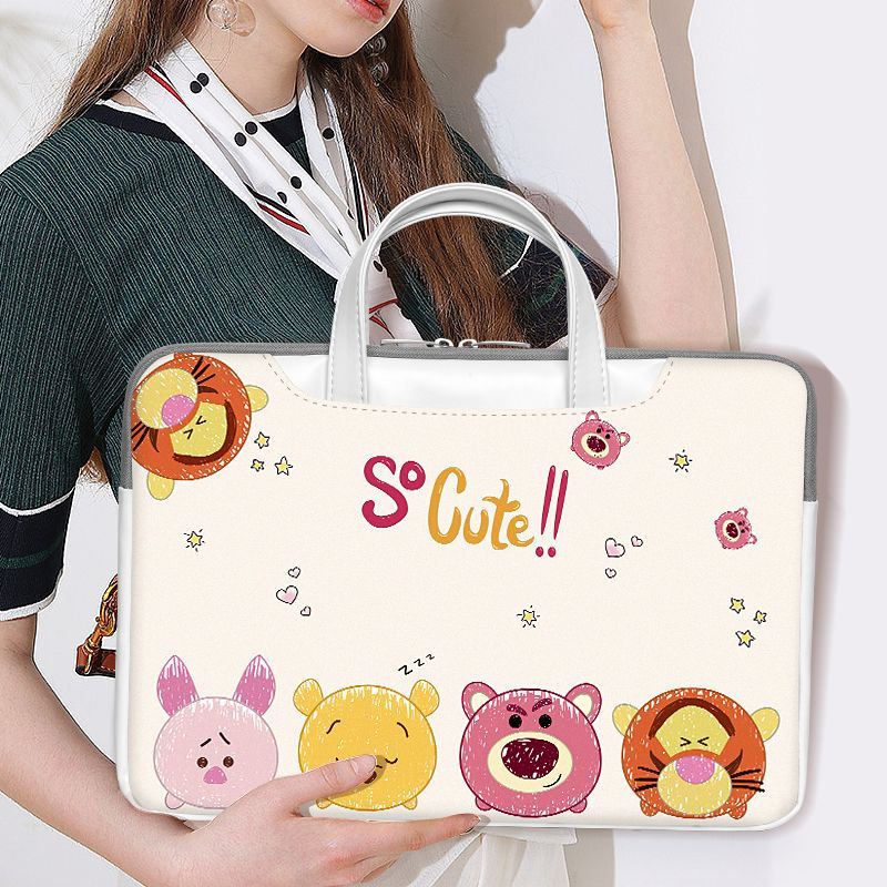 Túi Da PU Đựng Laptop 16-inch Chống Mài Mòn Họa Tiết Hoạt Hình Sức Chứa Lớn