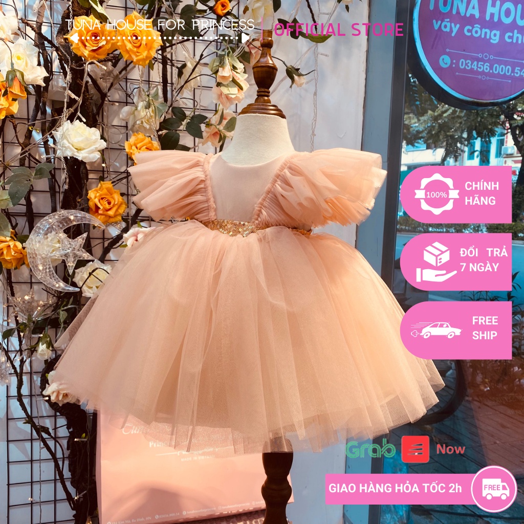 Váy đầm xoè công chúa thiết kế cho bé gái cánh tiên kim sa cute - Tuna House For Princess
