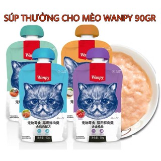 Sốt thưởng cho mèo Wanpy Tasty Meat nắp vặn 90g dạng kem súp ĐỦ MÙI