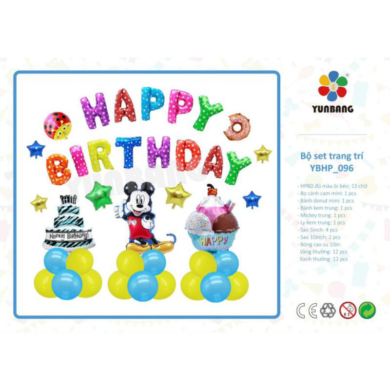 SET BÓNG SINH NHẬT CHUỘT MICKEY THÔI NÔI BÉ