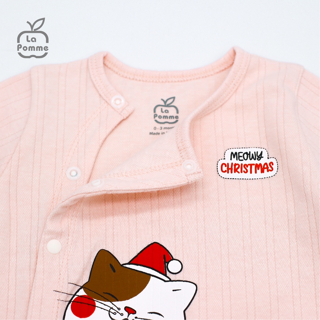 SLD058 Bộ dài tay La Pomme cúc lệch kẻ Hồng