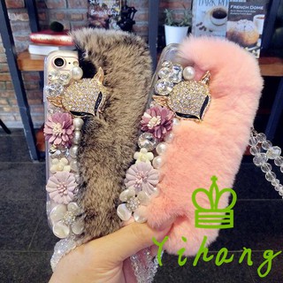 OPPO A3S A3 F9 F5 R17 R15 Pro Fox Fur Rabbit hair Plush Case